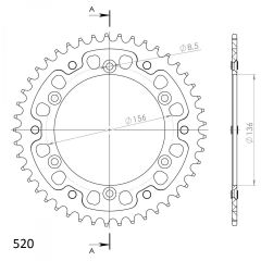 Supersprox Aluminium achtertandwiel 45T, RED, 520