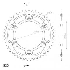 Supersprox Aluminium achtertandwiel 47T, GOLD, 520