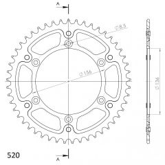 Supersprox Aluminium achtertandwiel 49T, GOLD, 520