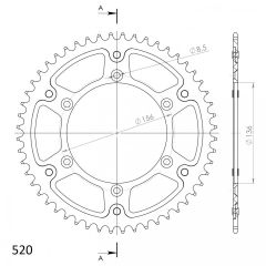 Supersprox Aluminium achtertandwiel 50T, SILVER, 520