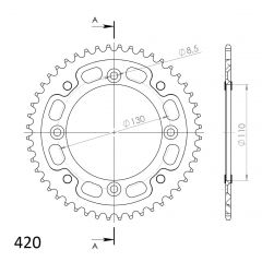 Supersprox Aluminium achtertandwiel 47T, BLUE, 420