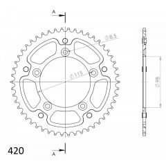 Supersprox Aluminium achtertandwiel 49T, ORANGE, 420