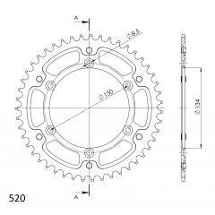 Supersprox Aluminium achtertandwiel 47T, SILVER, 520