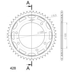 Supersprox Staal achtertandwiel 48T, ( Zwart)