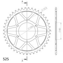 Supersprox Staal achtertandwiel 43T, ( Zwart), 525