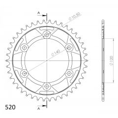 Supersprox Staal achtertandwiel 42T, ( Zwart), 520