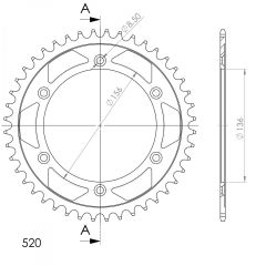 Supersprox Staal achtertandwiel 44T, ( Zwart), 520