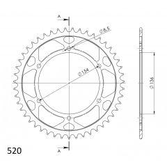 Supersprox Staal achtertandwiel 47T, ( Zwart), 520