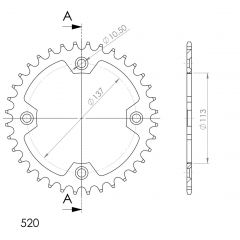 Supersprox Staal achtertandwiel 36T, ( Zwart), 520