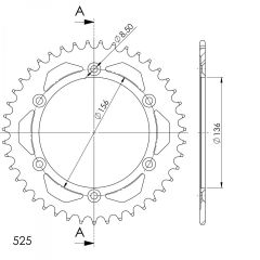 Supersprox Staal achtertandwiel 43T, ( Zwart), 525