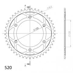 Supersprox Staal achtertandwiel 45T, ( Zwart), 520