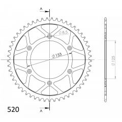 Supersprox Staal achtertandwiel 50T, ( Zwart), 520