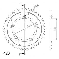 Supersprox Staal achtertandwiel 46T, ( Zwart), 420