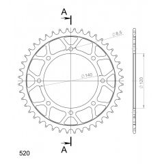 Supersprox Staal achtertandwiel 44T, ( Zwart), 520