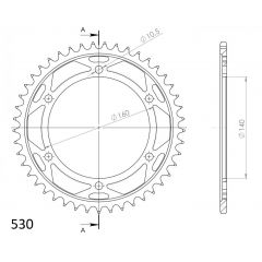 Supersprox Staal achtertandwiel 45T, ( Zwart), 530