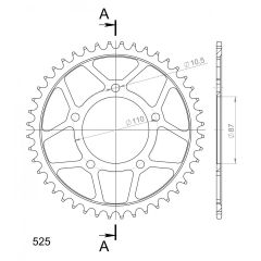 Supersprox Staal achtertandwiel 44T, ( Zwart), 525