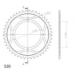 Supersprox Staal achtertandwiel 45T, ( Zwart), 520