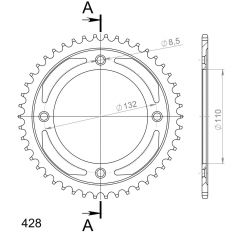 Supersprox Staal achtertandwiel 47T, ( Zwart), 428