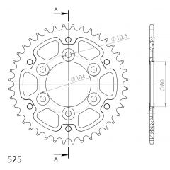 Supersprox Stealth Alu/Staal achtertandwiel 39T, GOLD, 525