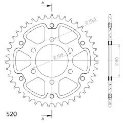 Supersprox Stealth Alu/Staal achtertandwiel 43T, GOLD, 520