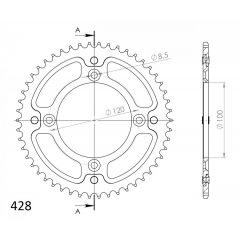 Supersprox Stealth Alu/Staal achtertandwiel 50T, ( Zwart), 428